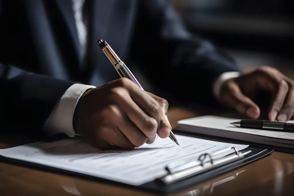 A person writing