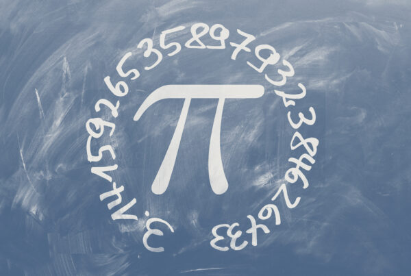 pi symbol and digits on blue background