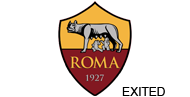 AS Roma logo with the word 'EXITED' underneath. EXITED means PEAK6 has ceased investing financially.
