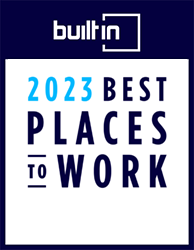 Graphic badge indicating that PEAK6 won an award from the organization Built In as a 2023 Best Places to Work.