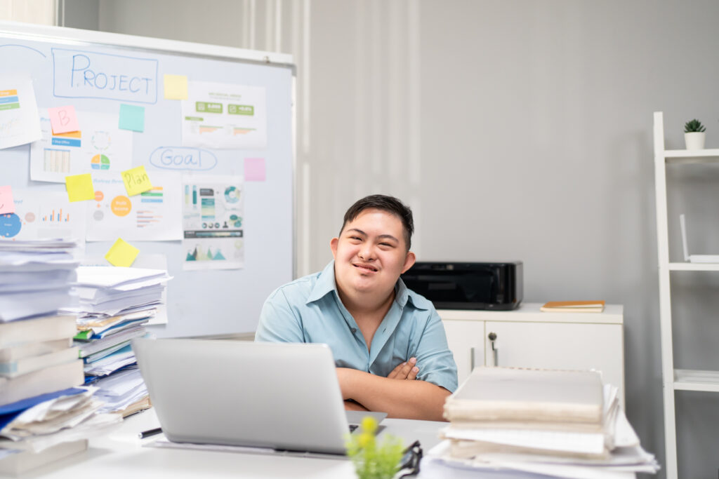 Portrait of Asian young businessman working in an office. 